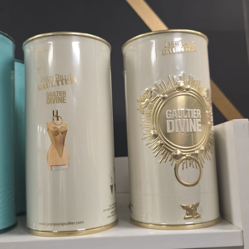 Jean Paul Gaultier Cream and Gold Divine Canister